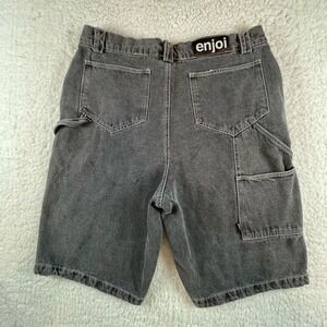 Y2K enjoi Carpenter Shorts Men 31 Gray Embroidered Logo Skateboarding Workwear